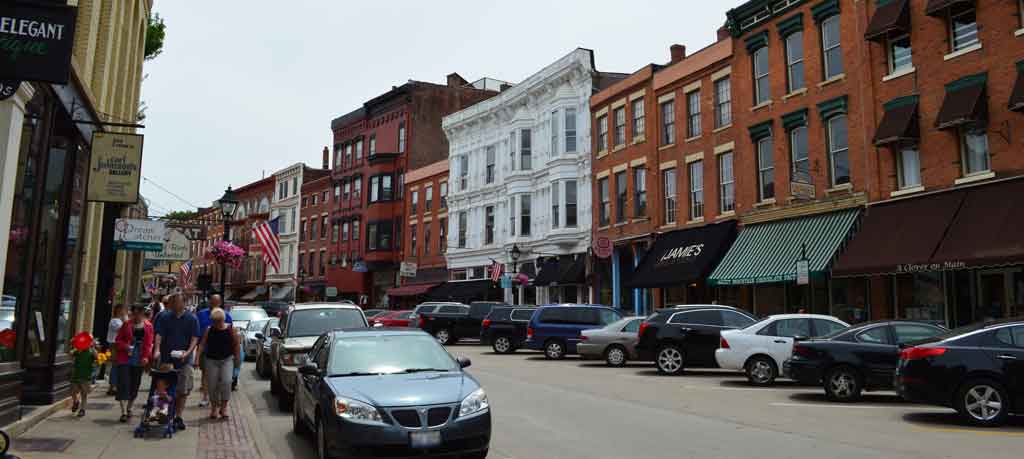 Tourists strolling down Main Street